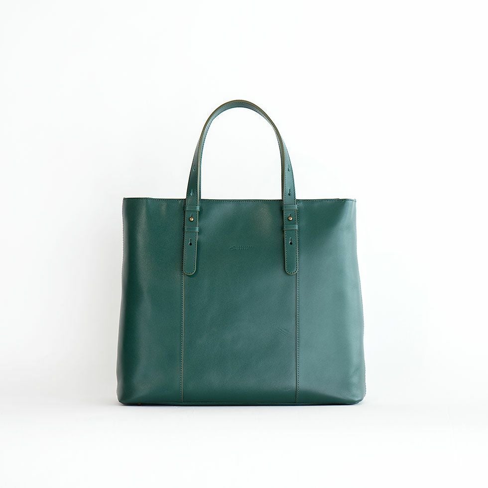 美品 本革 利休バッグ 和装バッグ レザー 青緑 ピーコックグリーン ブルー 小八賀― KOHACHIKA― スリーポッシュ／CROCCO｜ 革小物専門メーカーが