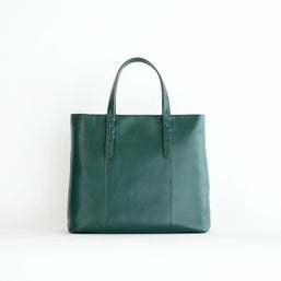 ボーダーオイルレザートートキャメル正面画像