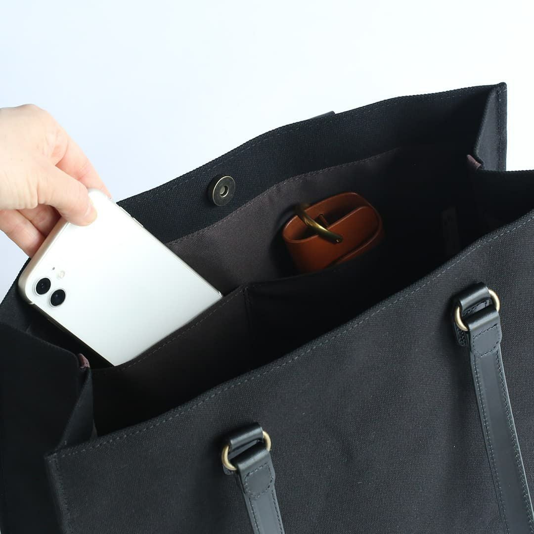  6号帆布のシカクイトート内装オープンポケット